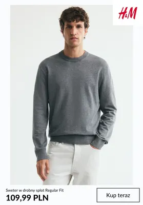 Sweter w drobny splot Regular Fit H & M promocja w H&M