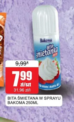 Bita śmietana w sprayu Bakoma promocja w Bingo