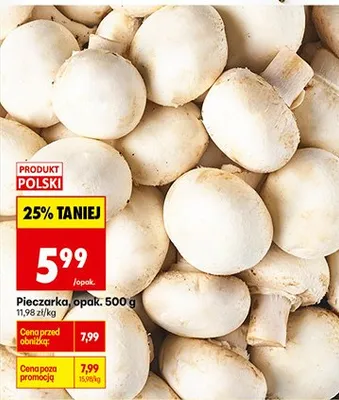 Pieczarki, krojb. promocja w Biedronka