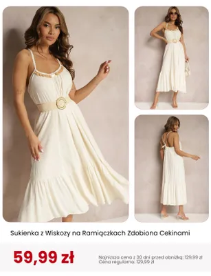 Sukienka z wiskozy na ramiączkach zdobiona cekinami Renee promocja w Renee