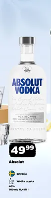 Wódka czysta Absolut promocja w Netto