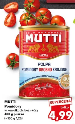 Pomidory w kawałkach, bez skóry pulpa gruba puszka promocja w Kaufland