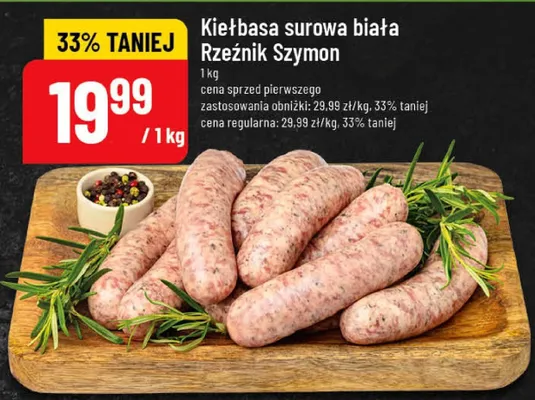Kiełbasa surowa biała Rzeźnik Szymon promocja w POLOmarket