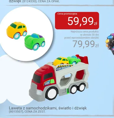 Laweta z samochodzikami, światło i dźwięk promocja w Smyk