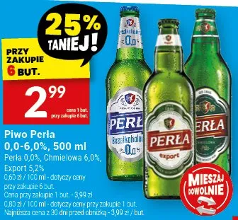 Piwo Perla 0,0-6,0% Perla Chmielowa Export promocja w Twój Market