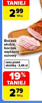 Boczek wędzony surowy Karol promocja w Carrefour