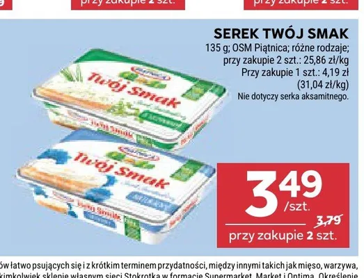 Serek Twój Smak naturalny OSM Piątnica promocja w Stokrotka