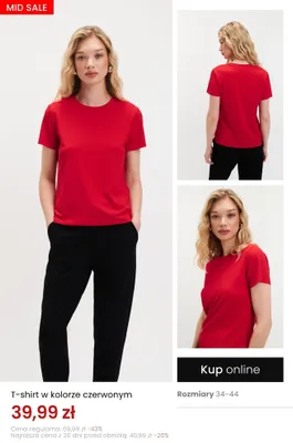 T-shirt w kolorze czerwonym promocja w Top Secret