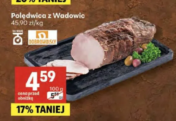 Polędwica z Wadowic Dobrowolscy promocja w Delikatesy Centrum
