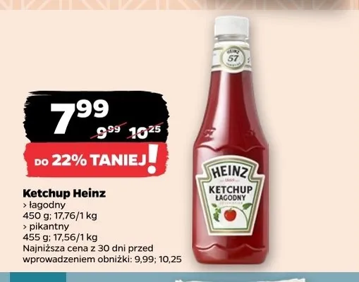Ketchup łagodny Heinz promocja w Netto