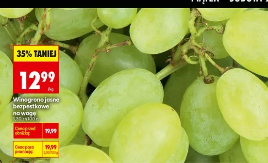 Winogrona jasne bezpestkowe promocja w Biedronka