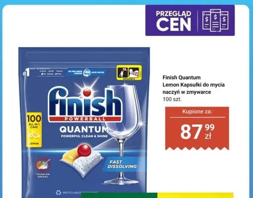 Kapsułki do mycia naczyń w zmywarce Finish Quantum Lemon 100-pak promocja w Dino