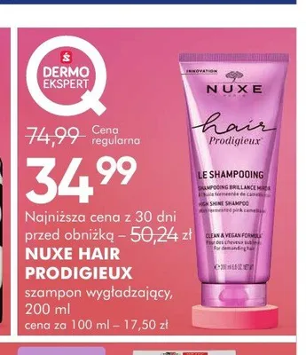Szampon wygładzający Nuxe Hair Prodigieux promocja w Super-Pharm
