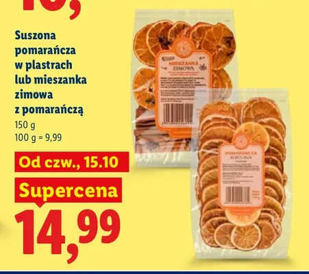 Suszona pomarańcza w plastrach promocja w Lidl