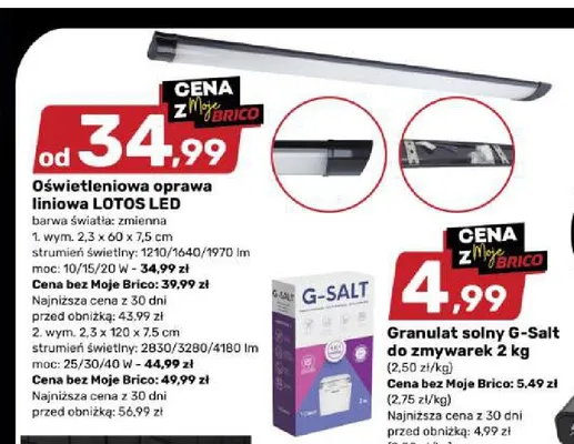 Oświetleniowa oprawa liniowa Lotos LED 2,3x60x7,5 cm promocja w Bricomarche