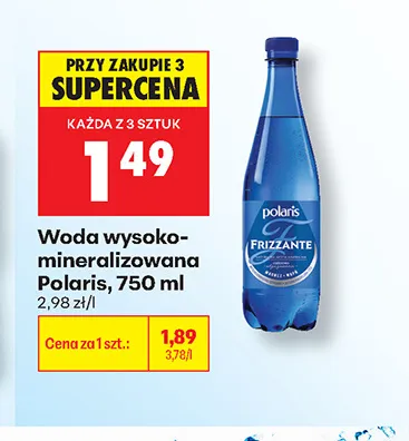 Woda gazowana wysoko-mineralizowana Polaris Frizzante promocja w Biedronka