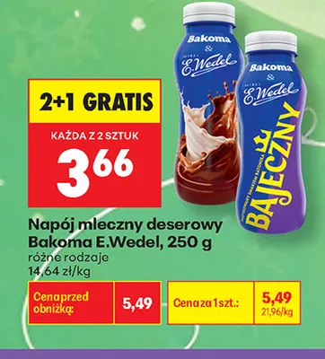 Napój mleczny deserowy Bajeczny Bakoma E.Wedel promocja w Biedronka