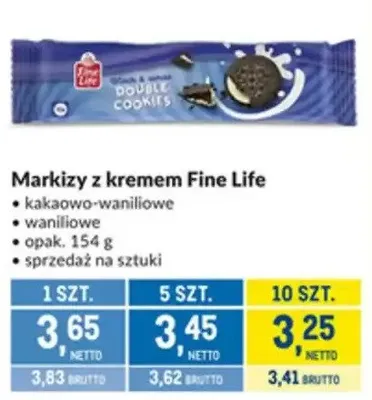 Markizy z kremem Fine Life kakaowo-waniliowe, waniliowe promocja w Makro