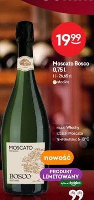 Wino musujące słodkie Moscato Bosco promocja w Żabka