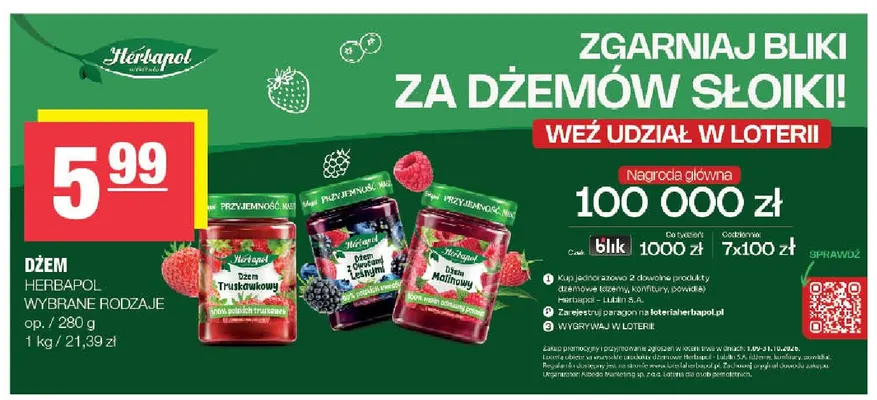 Dżem truskawkowy Herbapol promocja w SPAR