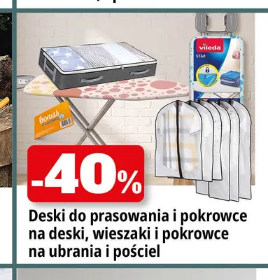 Deski do prasowania i pokrowce na deski wieszaki i pokrowce na ubrania i pościel promocja w Leclerc