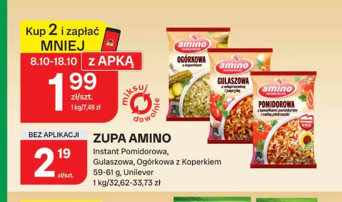 Zupa instant ogórkowa z koperkiem Amino promocja w Chorten