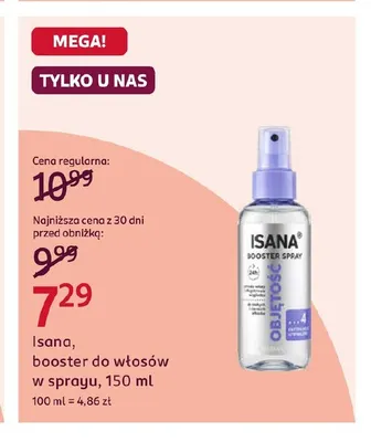 Booster do włosów w sprayu Isana promocja w Rossmann