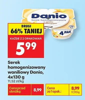 Serek homogenizowany waniliowy promocja w Biedronka