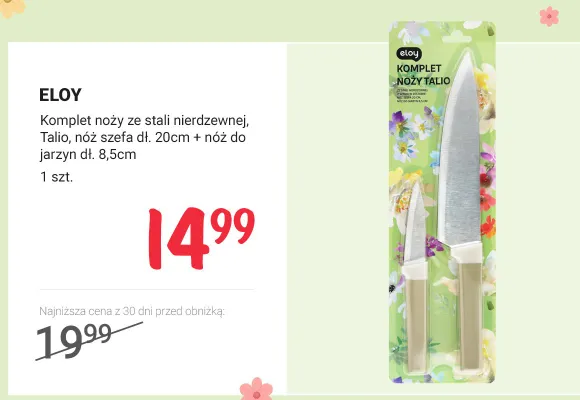 Komplet noży ze stali nierdzewnej Talio nóż szefa + nóż do jarzyn  promocja w Rossmann