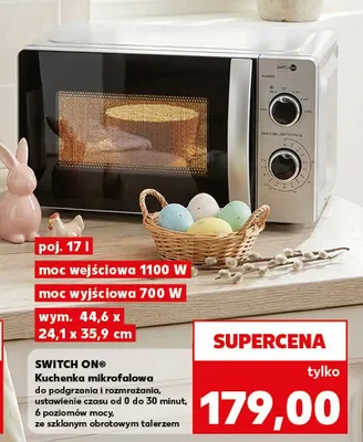 Kuchenka mikrofalowa do podgrzania i rozmrażania, ustawienie czasu od 0 do 30 minut, 6 poziomów mocy, ze szklanym obrotowym talerzem promocja w Kaufland