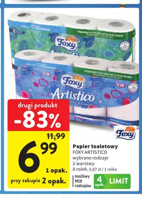 Papier toaletowy 8-pak Foxy Artistico promocja w Intermarche