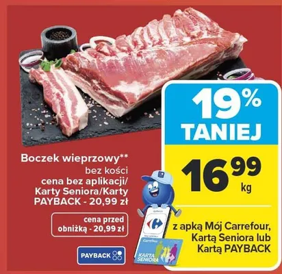 Boczek wieprzowy bez żeber promocja w Carrefour Market