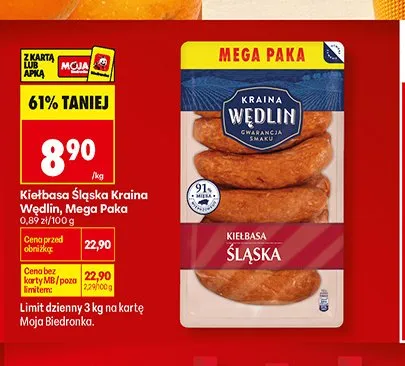 Kiełbasa Śląska Kraina Wędlin Mega Paka promocja w Biedronka