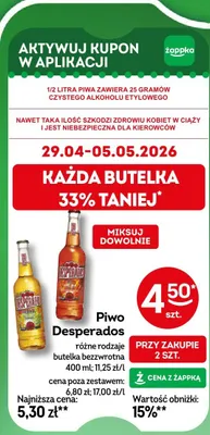 Piwo desperados różne rodzaje butelka bezzwrotna promocja w Żabka