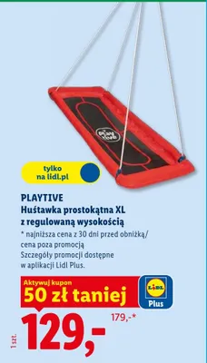 Huśtawka prostokątna XL Playtive z regulowaną wysokością promocja w Lidl