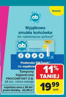 Tampony higieniczne o.b. ProComfort promocja w Carrefour Market