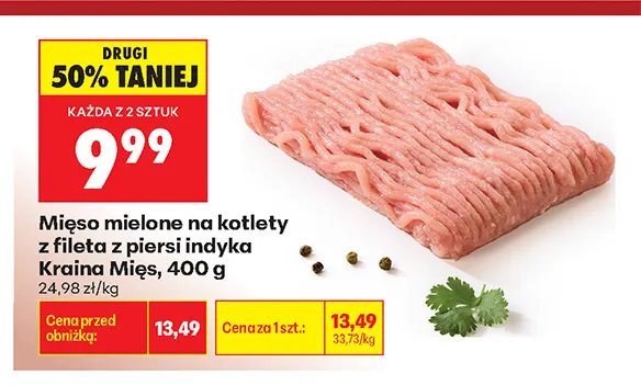 Mięso mielone na kotlety z fileta z piersi indyka Kraina Mięs promocja w Biedronka