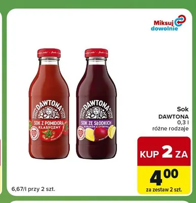 Sok z pomidora klasyczny Dawtona promocja w Carrefour Express