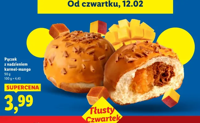 Pączek z nadzieniem karmel-mango promocja w Lidl