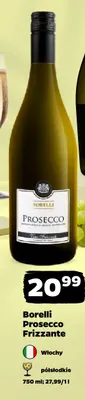 Wino musujące Borelli Prosecco Frizzante półsłodkie promocja w Netto