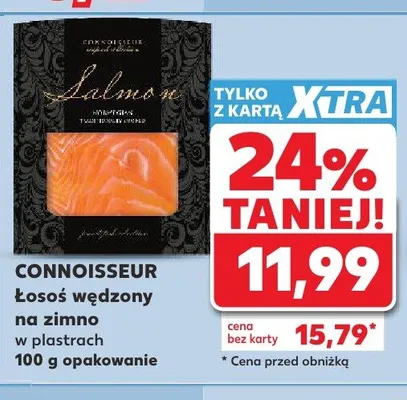 Łosoś wędzony na zimno w plastrach CONNOISSEUR promocja w Kaufland