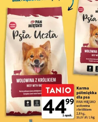 Karma półmiękka dla psa Pan Mięsko wołowina z królikiem promocja w Intermarche