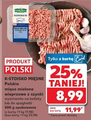 Polskie mięso mielone wieprzowe z szynki  promocja w Kaufland