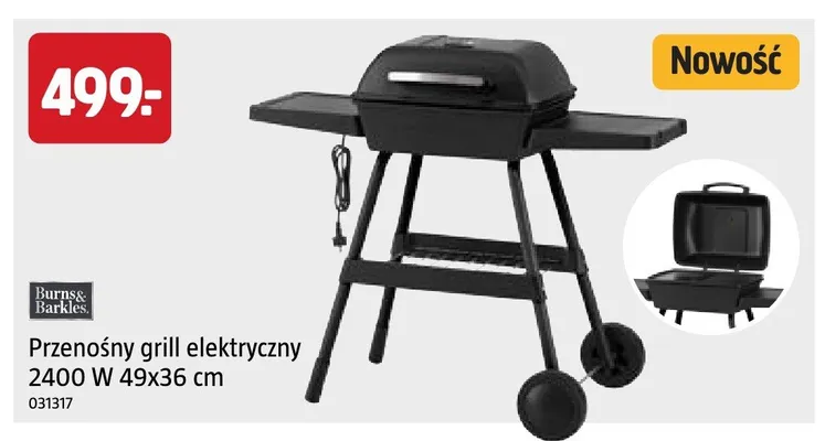 Przenośny grill elektryczny Burns & Barkles promocja w Jula