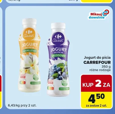 Jogurt do picia jagodowy Carrefour promocja w Carrefour Market