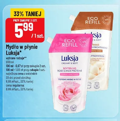 Mydło w płynie Luksja Cotton Milk & Provitamin B5 promocja w POLOmarket