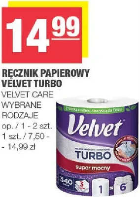 Ręcznik Papierowy Velvet Turbo Velvet Care promocja w SPAR