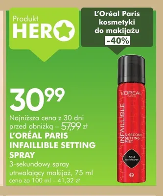 3-sekundowy spray utrwalający makijaż Infaillible Setting Spray L'Oréal Paris promocja w Super-Pharm