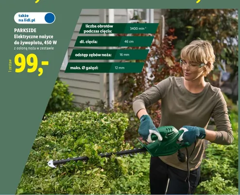 Elektryczne nożyce do żywopłotu Parkside promocja w Lidl
