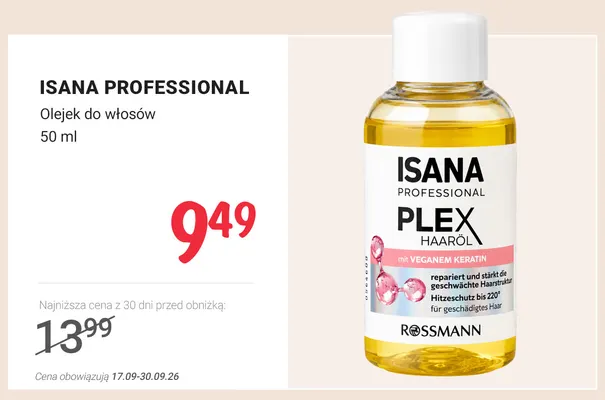 Olejek do włosów Isana Professional promocja w Rossmann